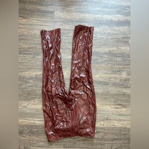 Pandora Glossy Burgundy Snakeskin Pleather Pants Small New